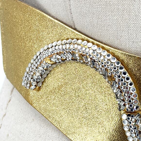 Vintage 80s Henryks Bijoux Gold Genuine Leather Austrian Crystal Belt main image 8